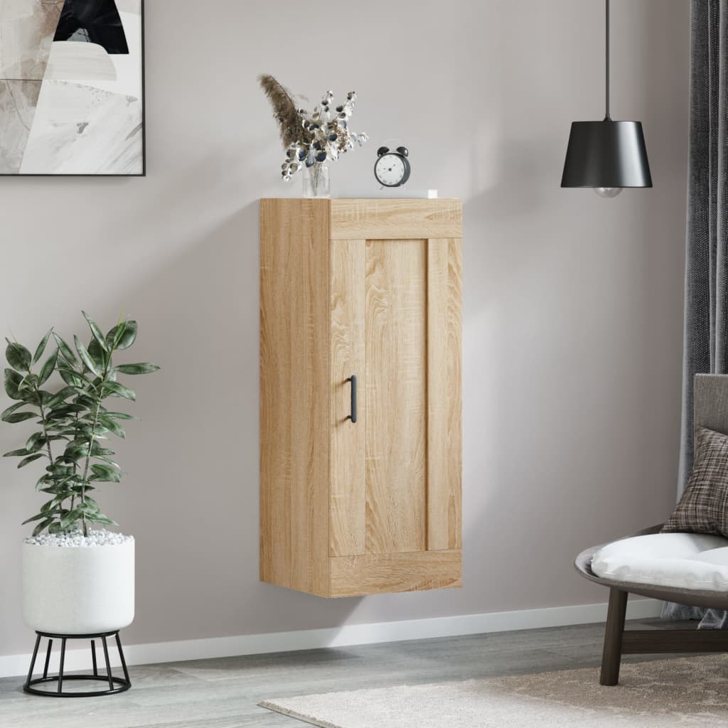 Veggmontert skap sonoma eik 34,5x34x90 cm konstruert tre