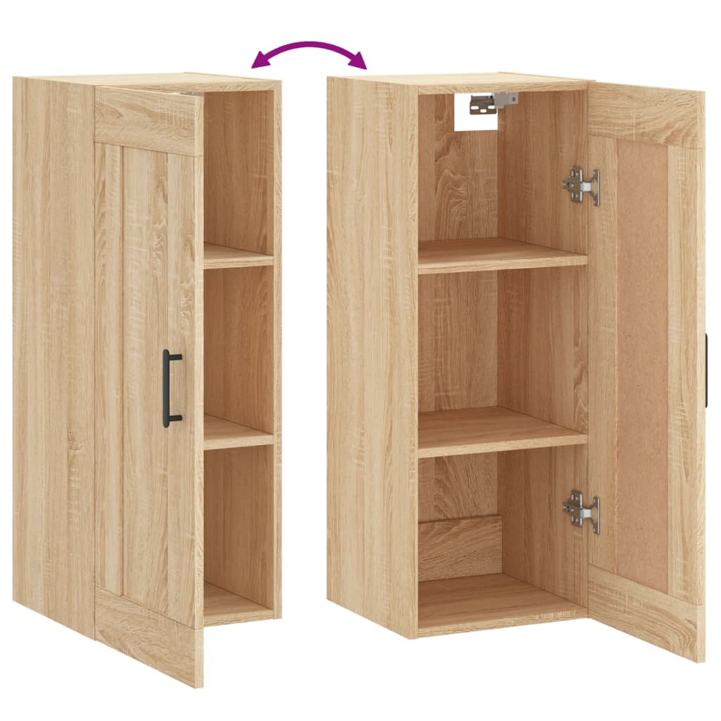 Veggmontert skap sonoma eik 34,5x34x90 cm konstruert tre