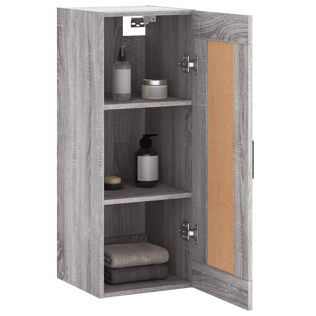 Veggmontert skap grå sonoma 34,5x34x90 cm konstruert tre