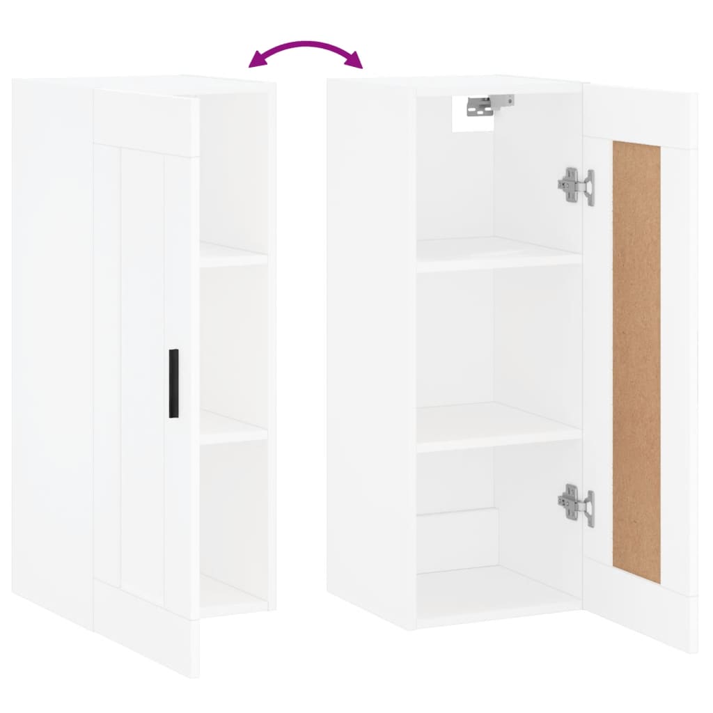Veggmontert skap hvit 34,5x34x90 cm konstruert tre