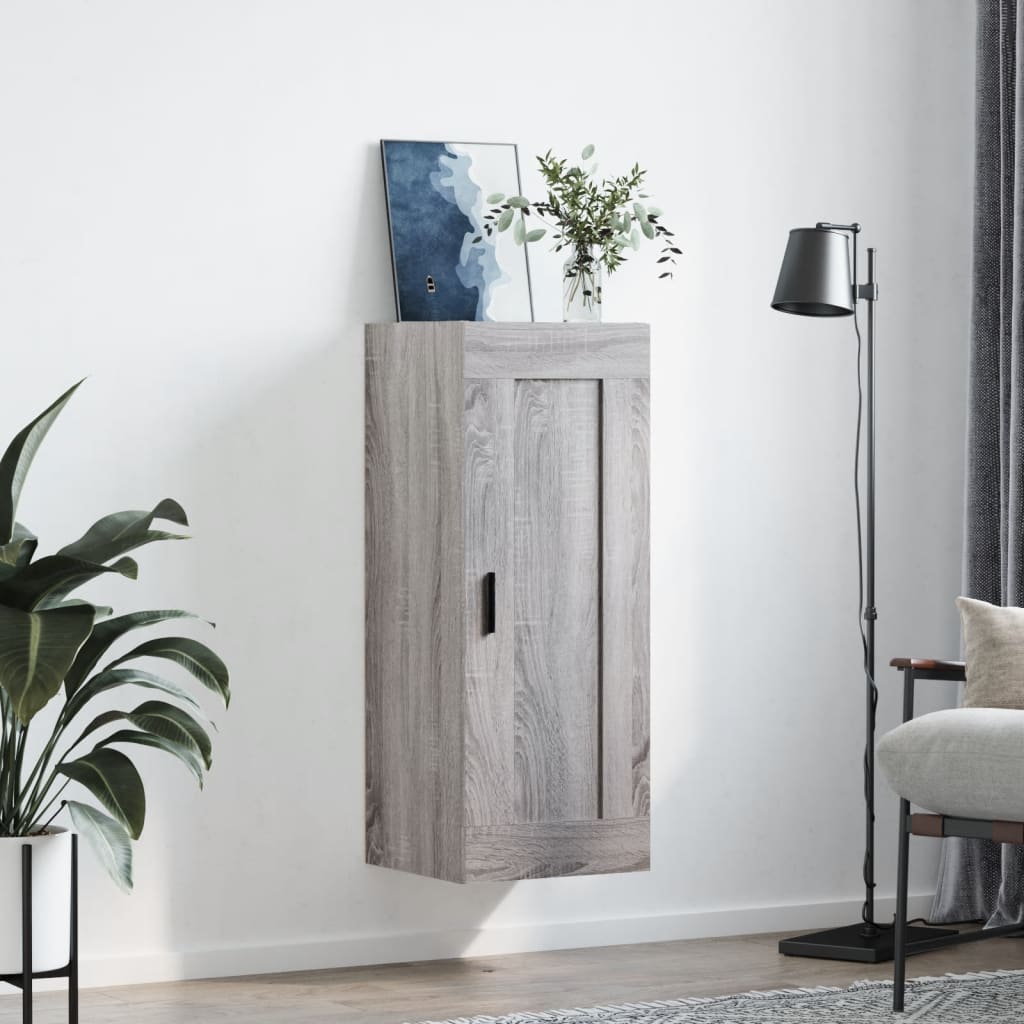 Veggmontert skap grå sonoma 34,5x34x90 cm konstruert tre