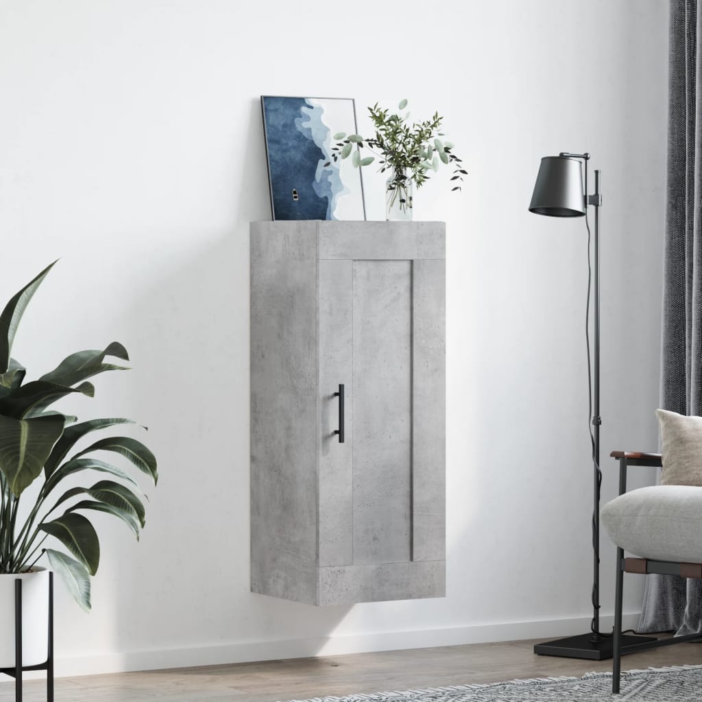 Veggskap betonggrå 34,5x34x90 cm konstruert tre vidaXL