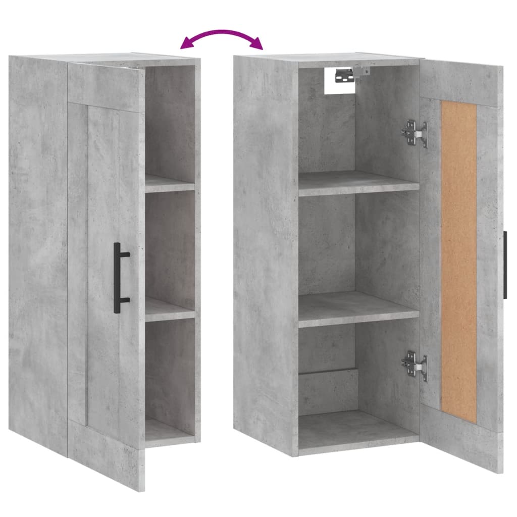 Veggskap betonggrå 34,5x34x90 cm konstruert tre vidaXL
