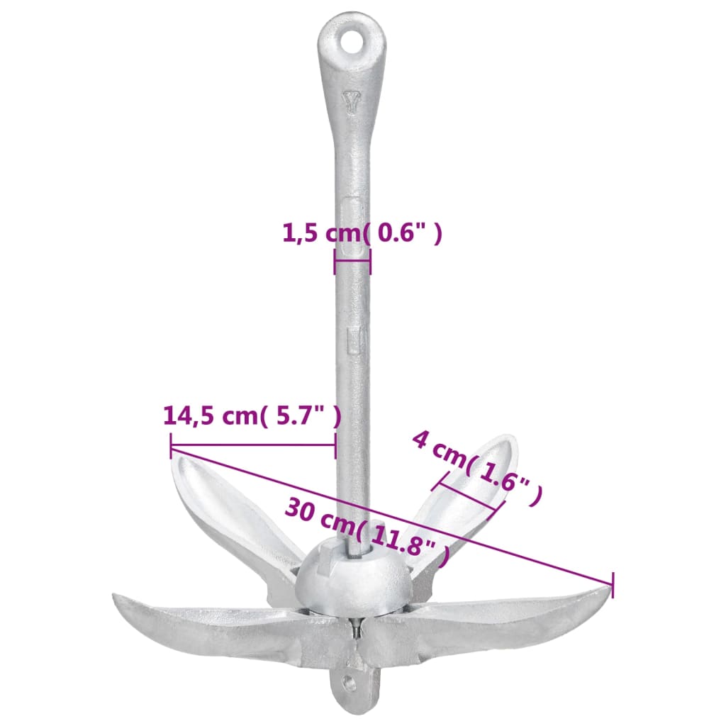 Sammenleggbart anker sølv 1,5 kg smibart jern