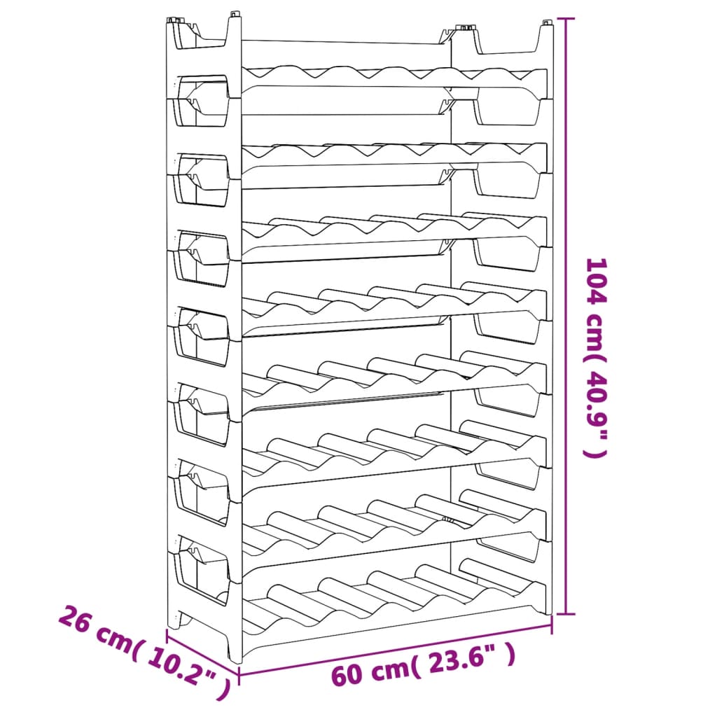 Vinstativ for 48 flasker PP stablebar vidaXL