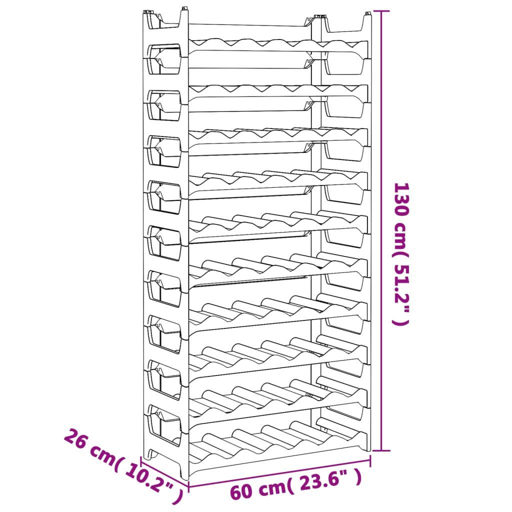 Vinstativ for 60 flasker PP stablebar vidaXL