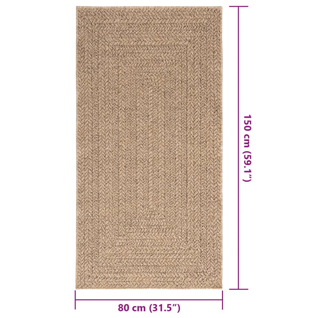 Teppe ZIZUR 80x150 cm jute-utseende innendørs og utendørs