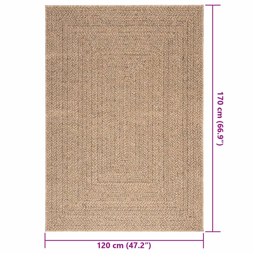Teppe ZIZUR 120x170 cm jute-utseende innendørs og utendørs