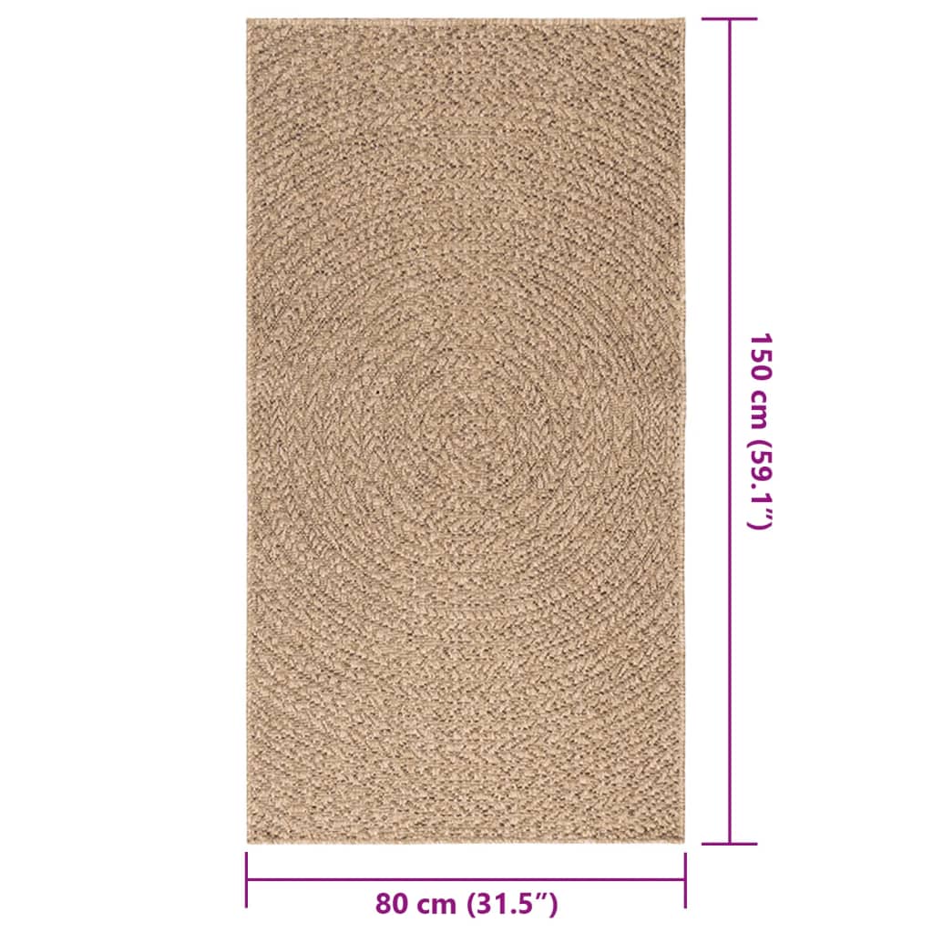 Teppe ZIZUR 80x150 cm jute-utseende innendørs og utendørs