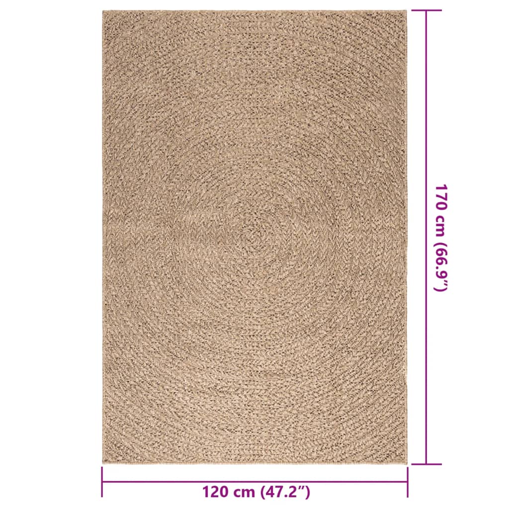 Teppe ZIZUR 120x170 cm jute-utseende innendørs og utendørs