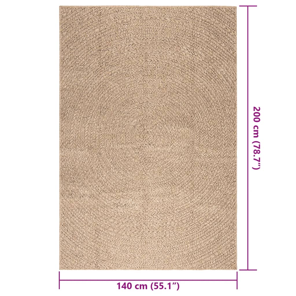Teppe ZIZUR 140x200 cm jute-utseende innendørs og utendørs