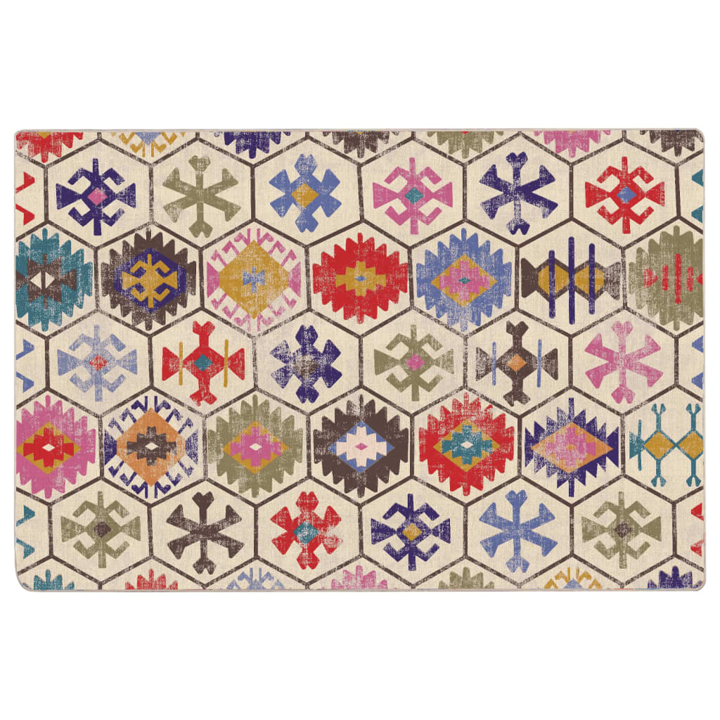 Teppe vaskbart flerfarget 120x180 cm