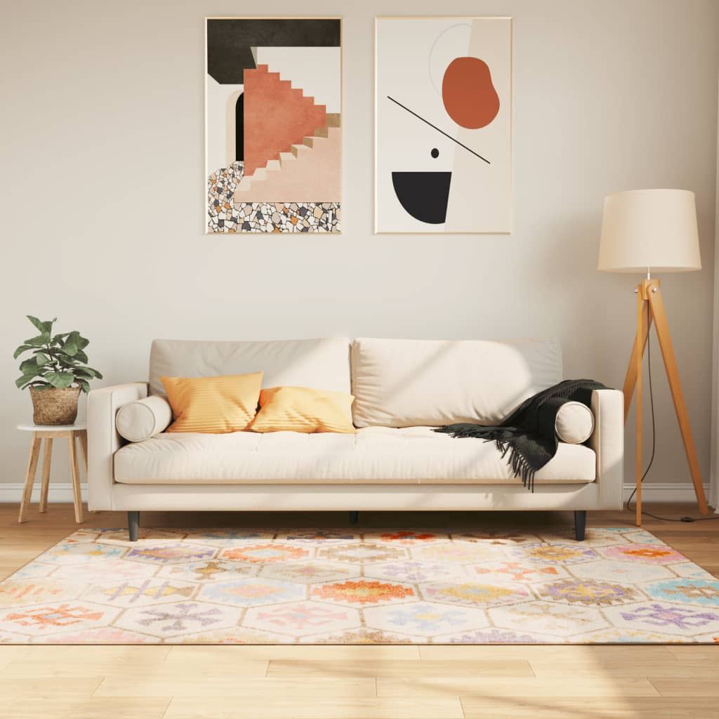 Teppe vaskbart flerfarget 120x180 cm