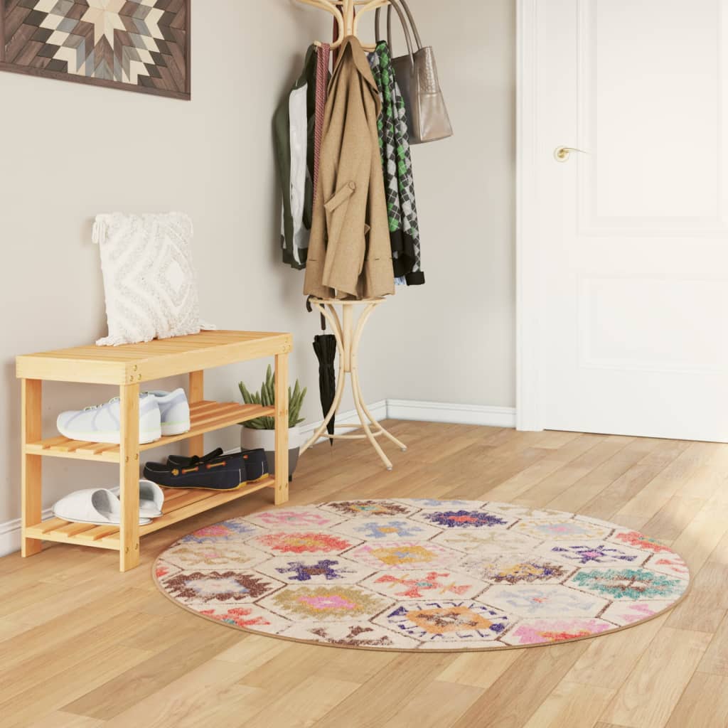 Teppe vaskbart flerfarget Ø 120 cm