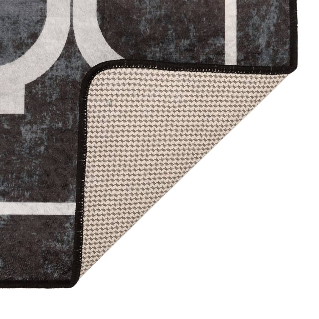 Teppe vaskbart svart og hvit 80x300 cm sklisikkert