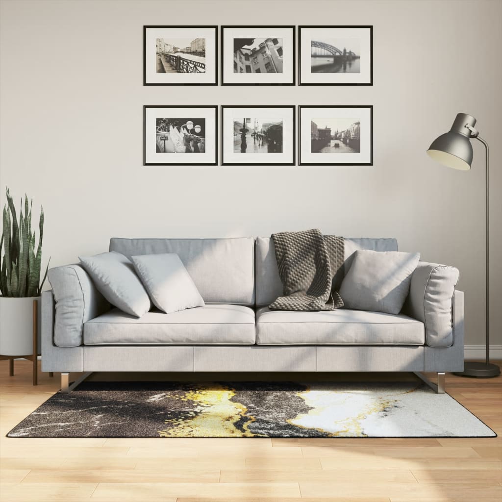 Teppe vaskbart flerfarget 80x150 cm