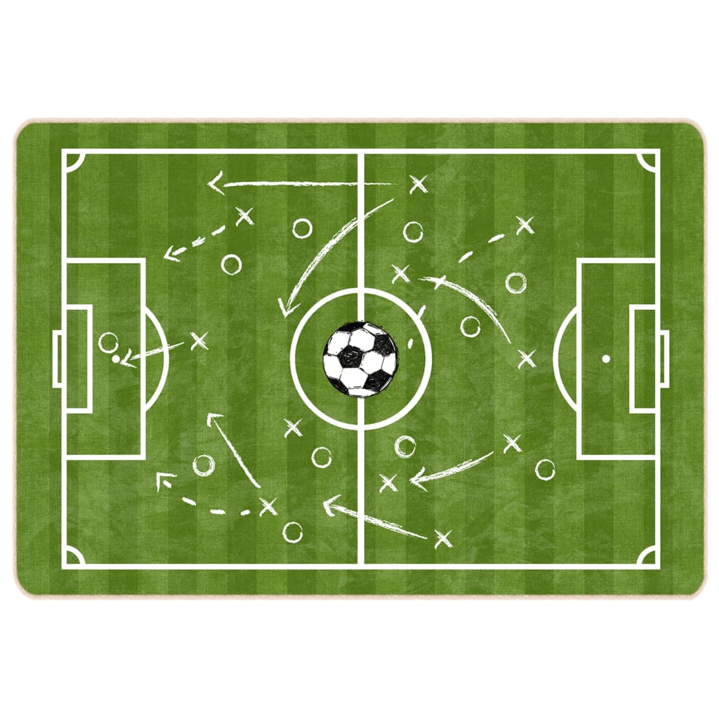 Barneteppe grønt 160x230 cm fotballbane vaskbart