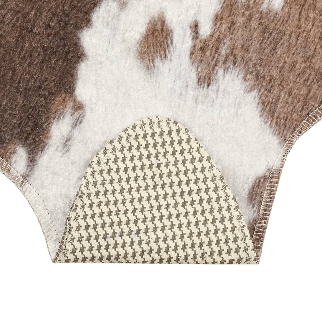 Teppe brunt og hvitt 120x170 cm kumønster vaskbart