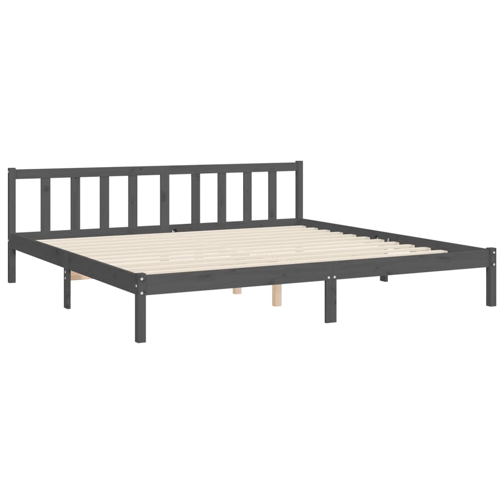 Sengeramme med hodegavl grå 200x200 cm heltre