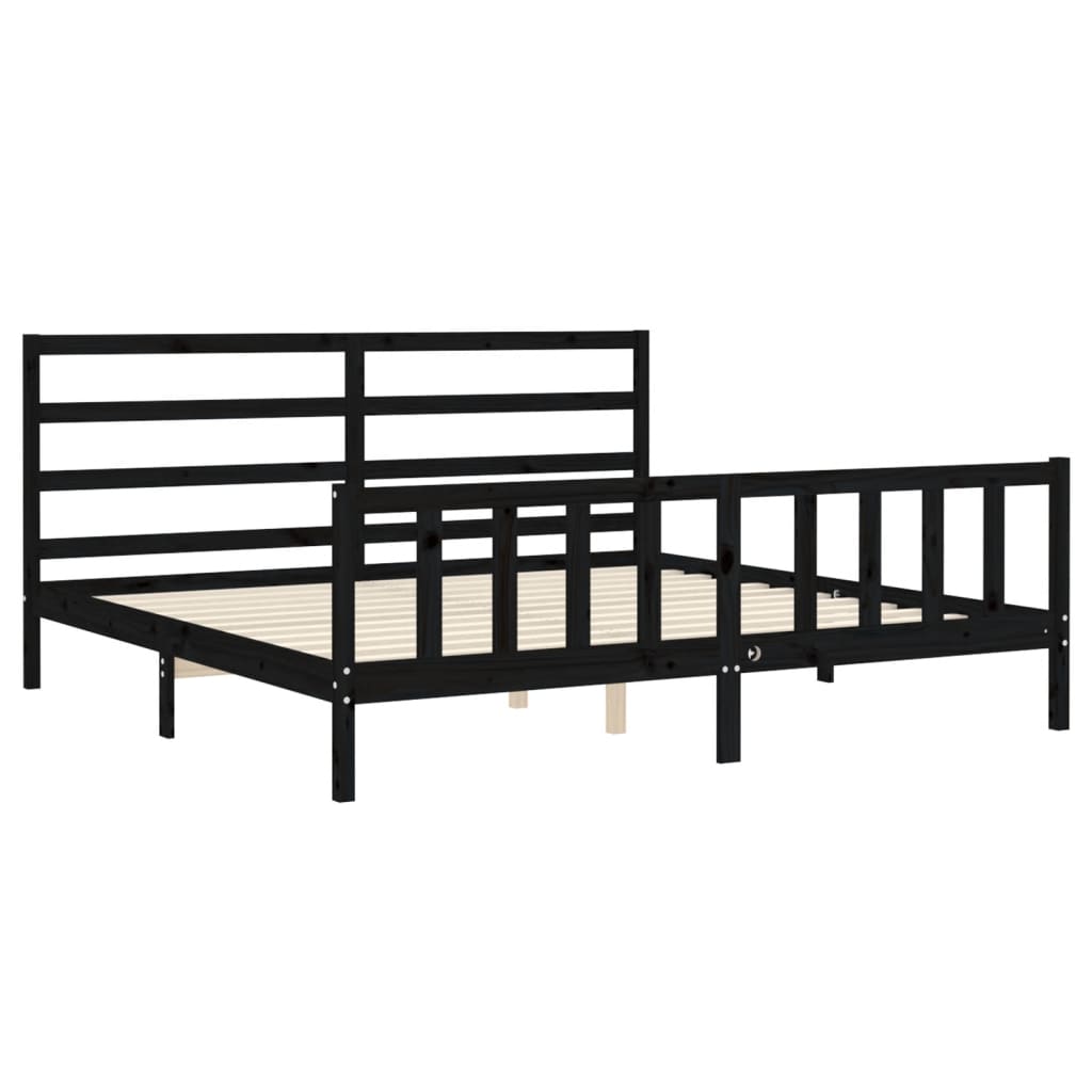 Sengeramme med hodegavl svart 200x200 cm heltre