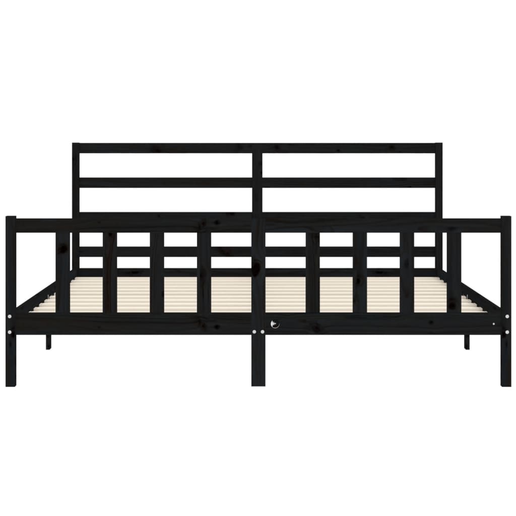 Sengeramme med hodegavl svart 200x200 cm heltre
