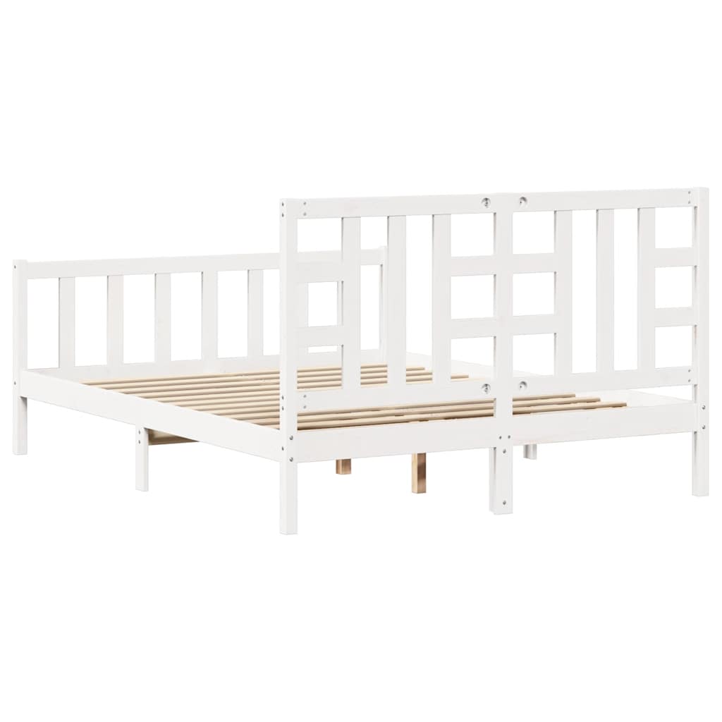 Sengeramme med hodegavl hvit King Size heltre