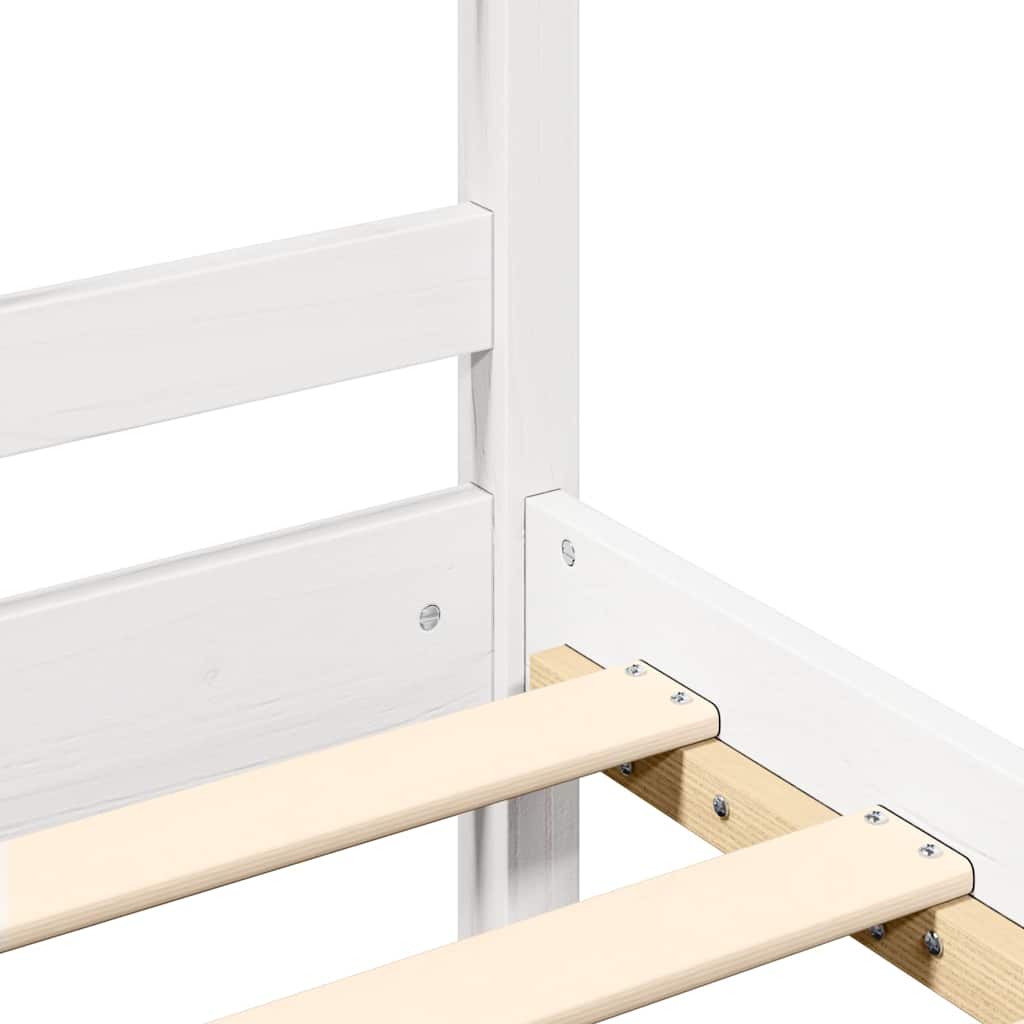 Sengeramme med madrass hvit 200x200 cm heltre furu