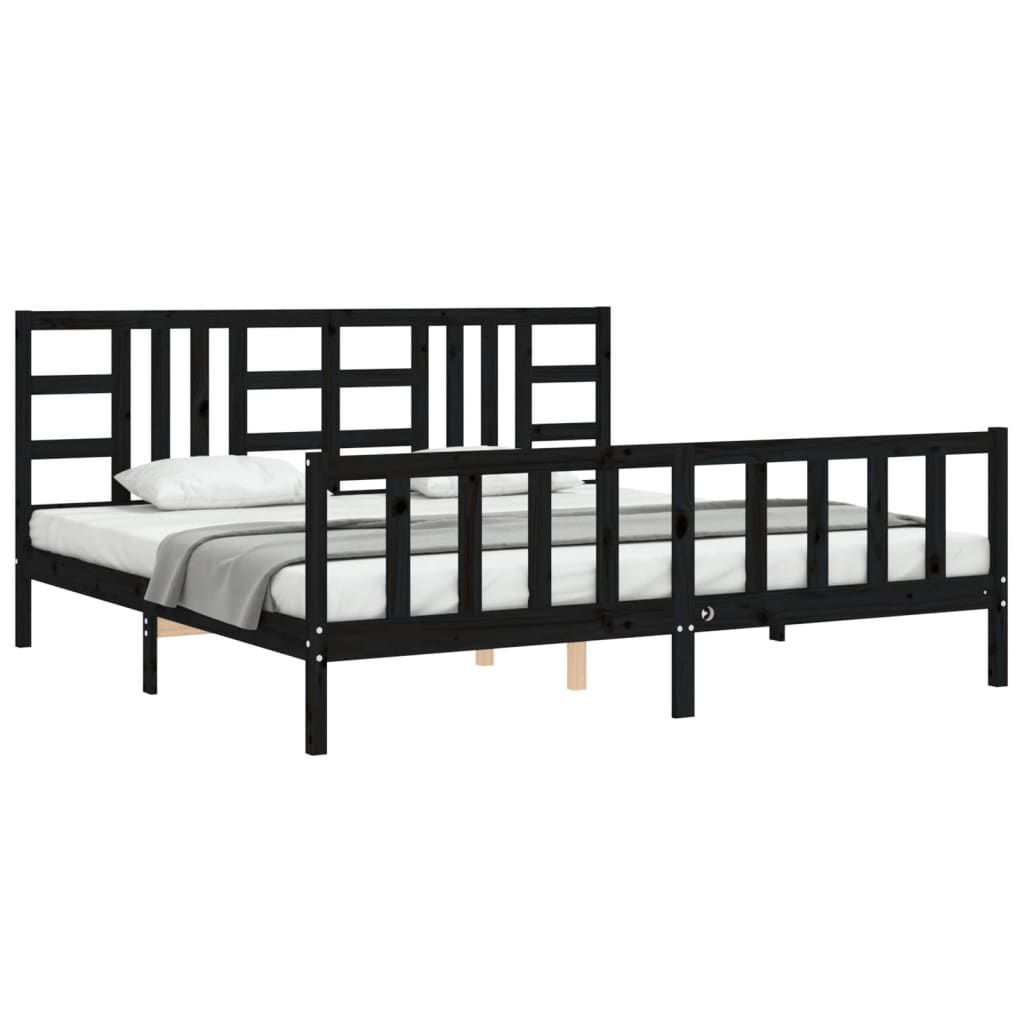 Sengeramme med hodegavl svart 200x200 cm heltre