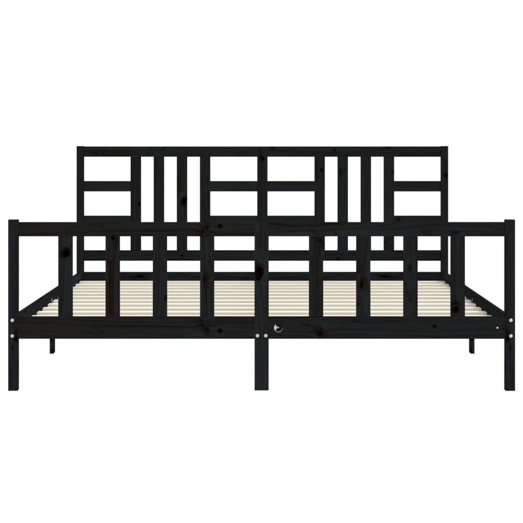Sengeramme med hodegavl svart 200x200 cm heltre