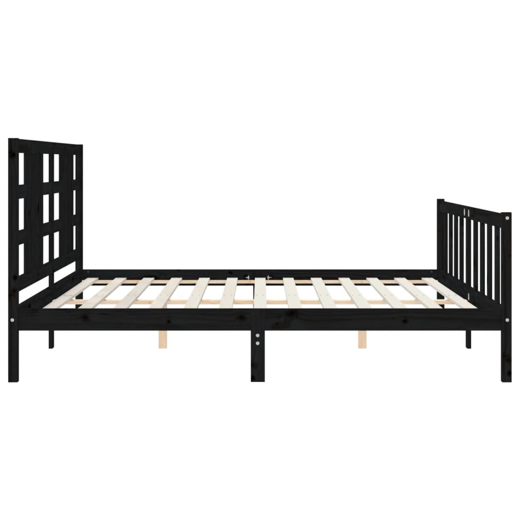 Sengeramme med hodegavl svart 200x200 cm heltre
