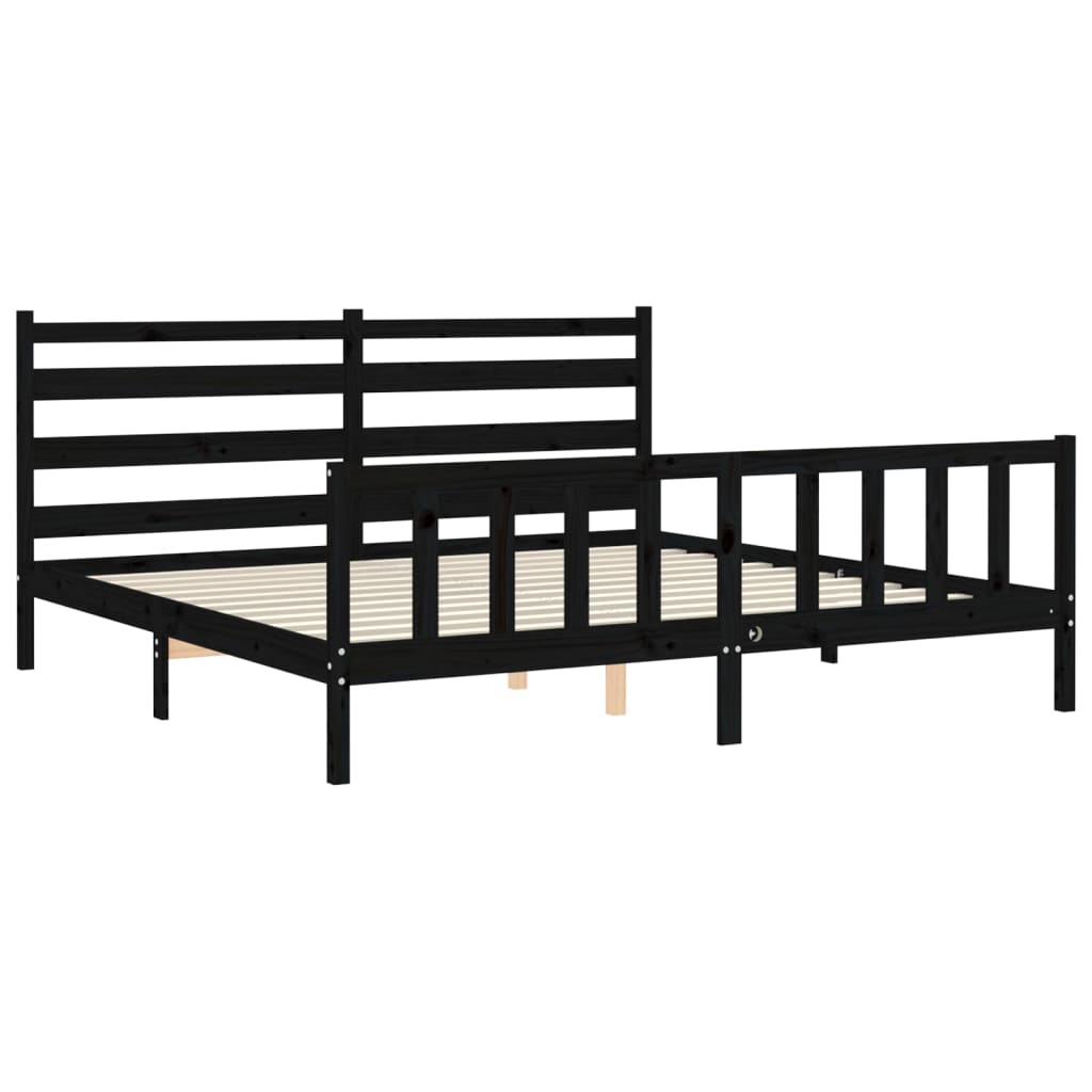 Sengeramme med hodegavl svart 200x200 cm heltre