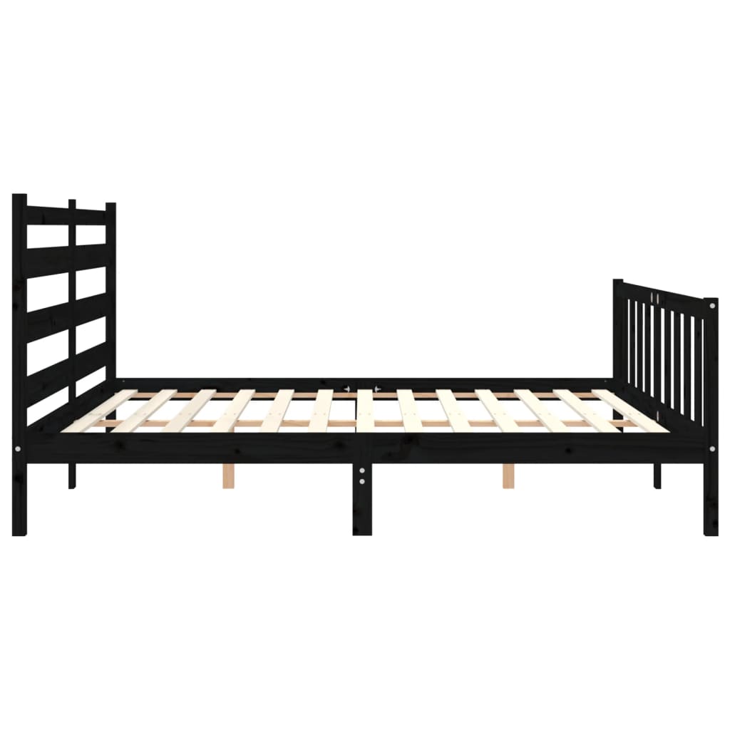 Sengeramme med hodegavl svart 200x200 cm heltre