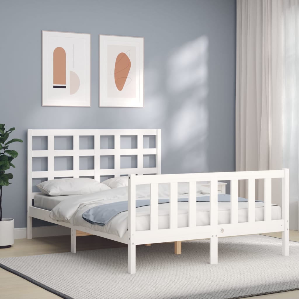 Sengeramme med hodegavl hvit small double heltre