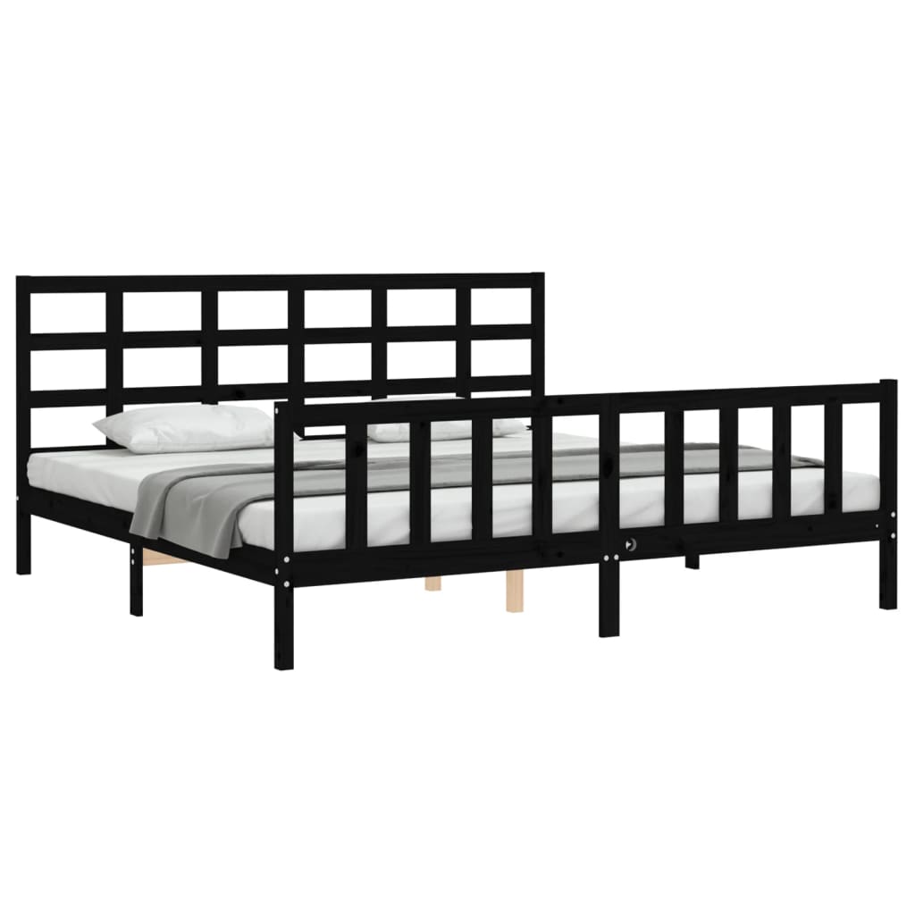 Sengeramme med hodegavl svart 200x200 cm heltre