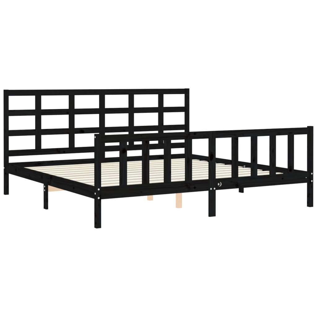 Sengeramme med hodegavl svart 200x200 cm heltre