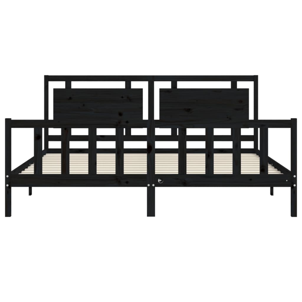Sengeramme med hodegavl svart 200x200 cm heltre