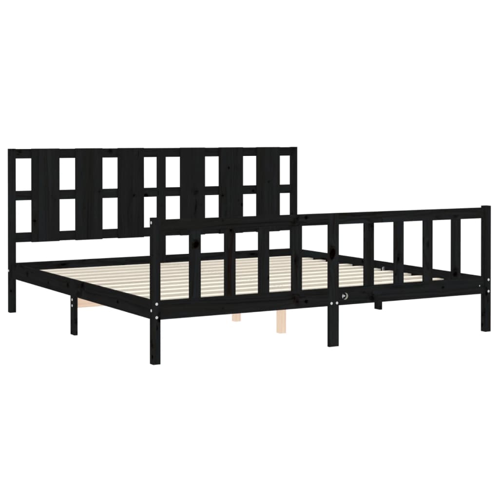 Sengeramme med hodegavl svart 200x200 cm heltre