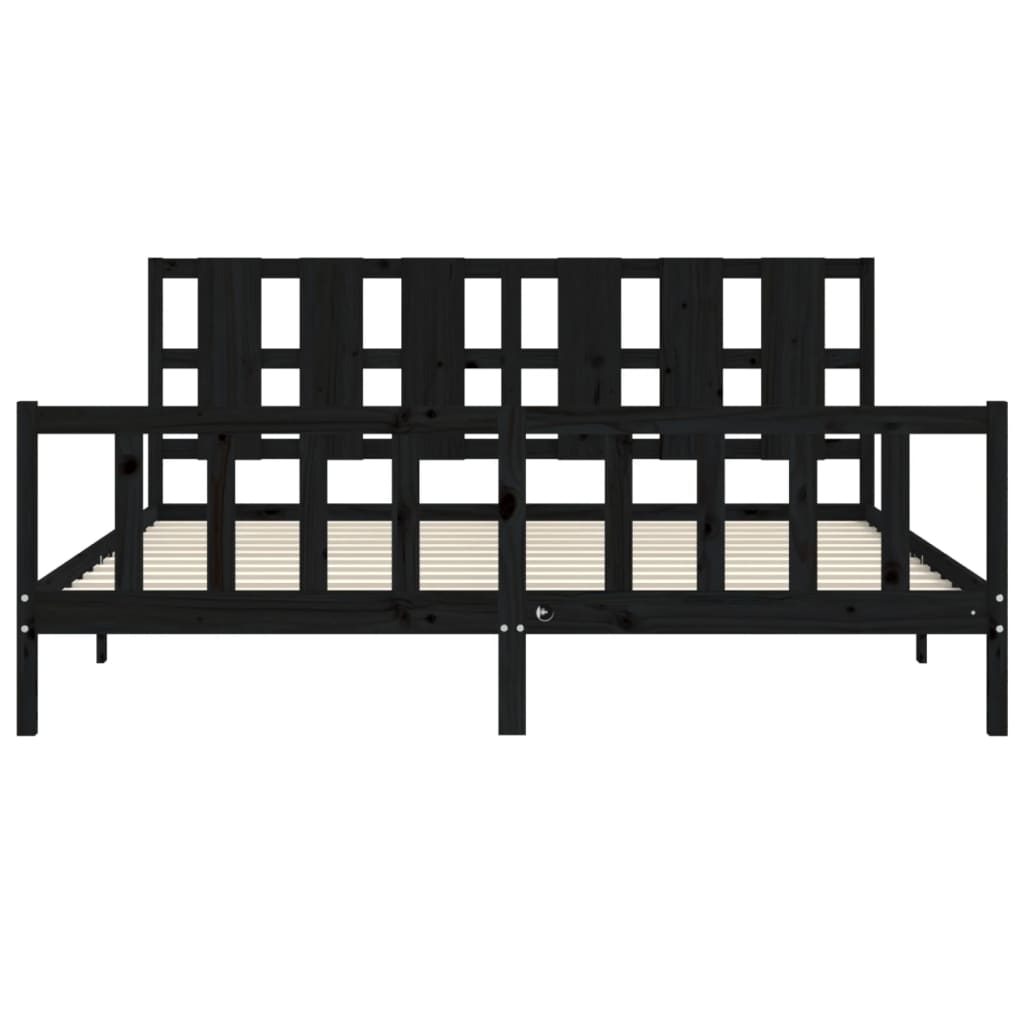 Sengeramme med hodegavl svart 200x200 cm heltre