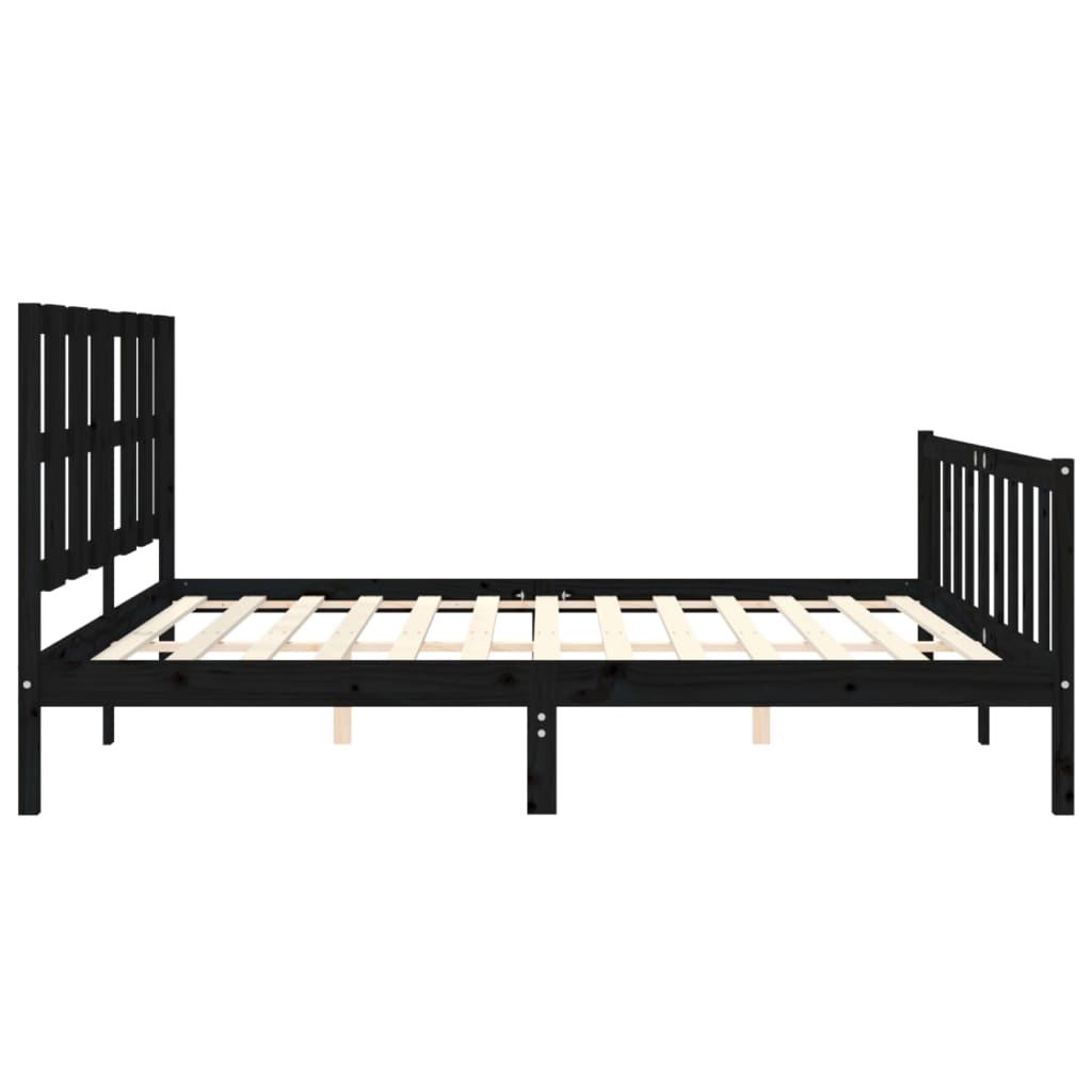 Sengeramme med hodegavl svart 200x200 cm heltre