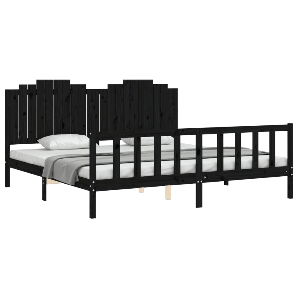 Sengeramme med hodegavl svart 200x200 cm heltre