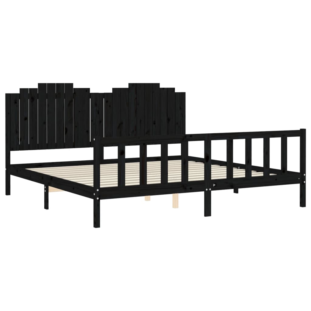 Sengeramme med hodegavl svart 200x200 cm heltre