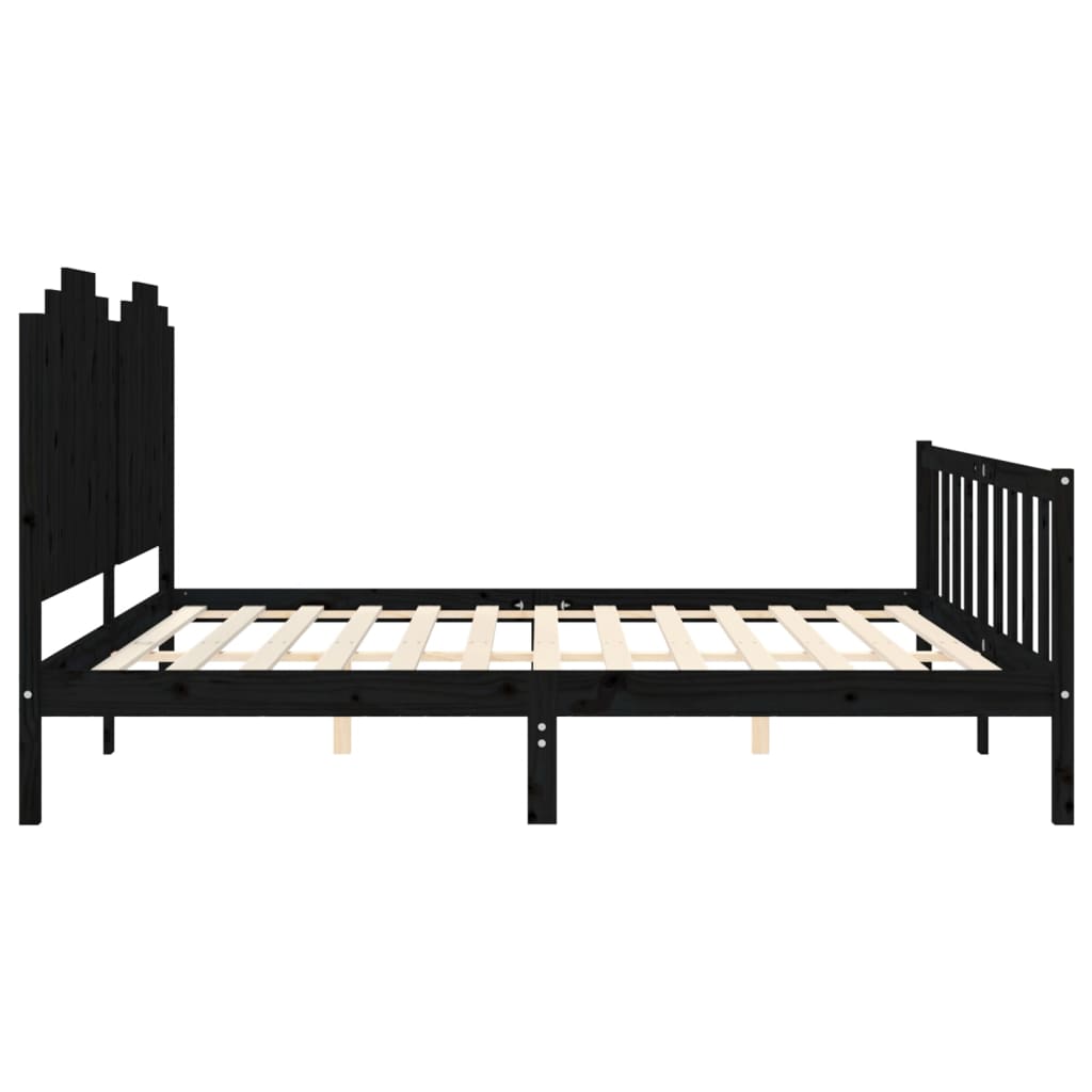 Sengeramme med hodegavl svart 200x200 cm heltre