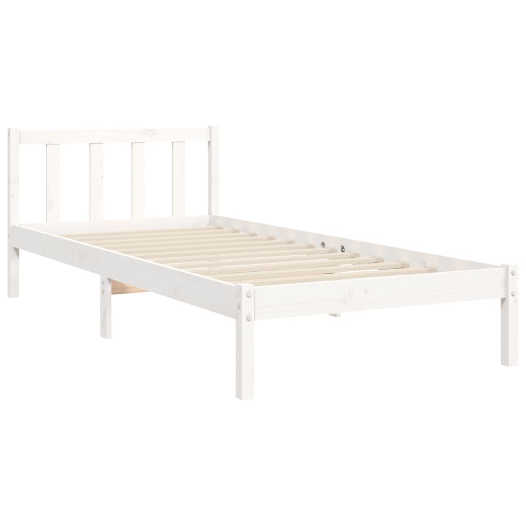 Sengeramme uten madrass hvit 90x200 cm heltre furu