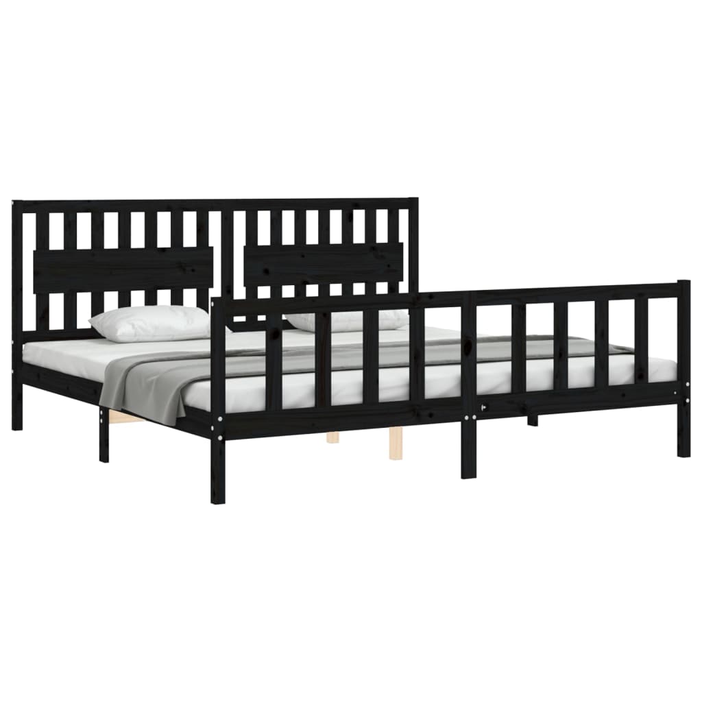 Sengeramme med hodegavl svart 200x200 cm heltre