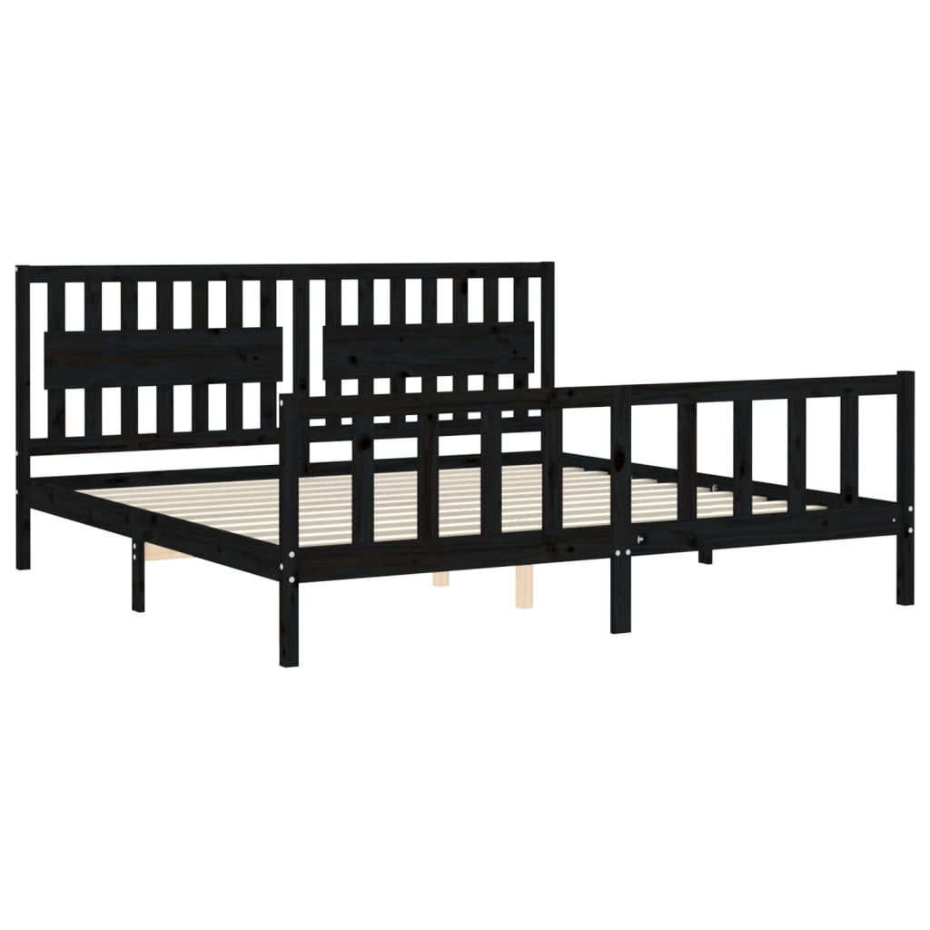 Sengeramme med hodegavl svart 200x200 cm heltre