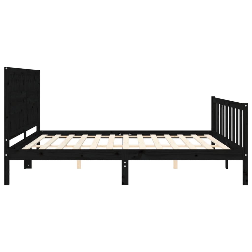 Sengeramme med hodegavl svart 200x200 cm heltre