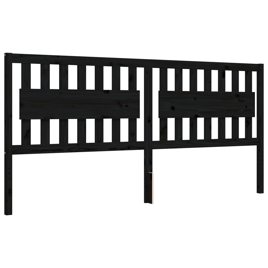 Sengeramme med hodegavl svart 200x200 cm heltre
