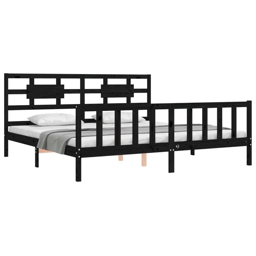Sengeramme med hodegavl svart 200x200 cm heltre