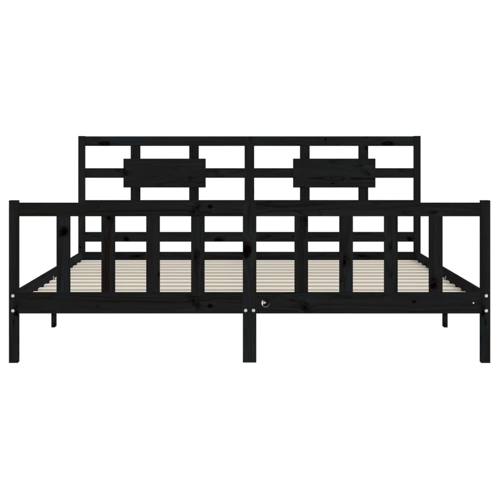 Sengeramme med hodegavl svart 200x200 cm heltre