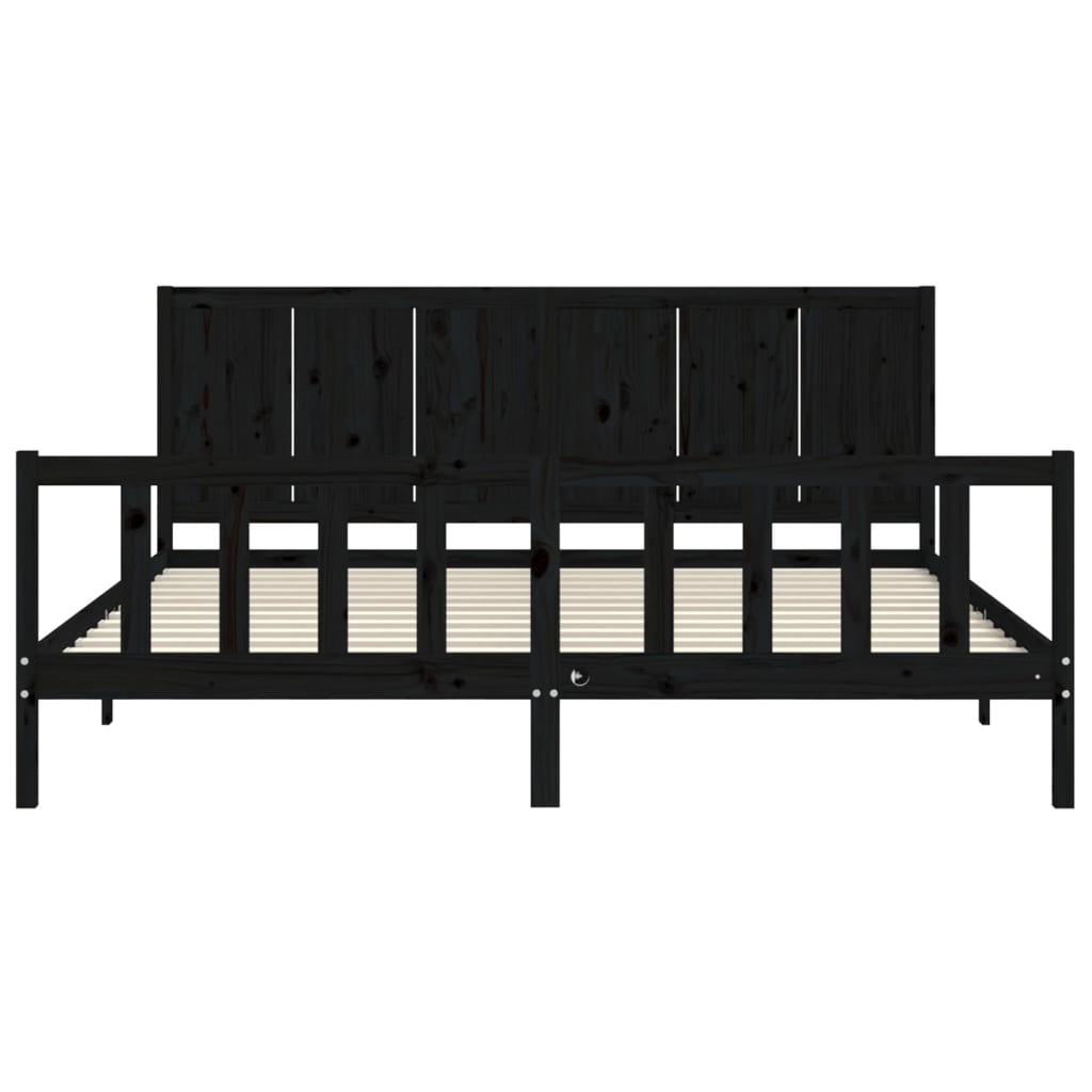 Sengeramme med hodegavl svart 200x200 cm heltre